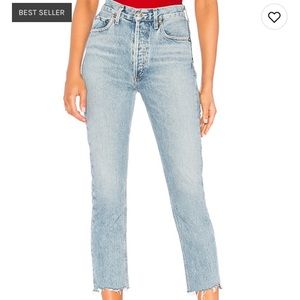 Agolde Riley High Rise Straight Crop Jeans in Zephyr